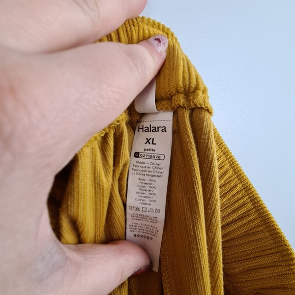 Halara Corduroy Pants XL Casual High Waisted Pocket Pleated Amber Gold Workwear - Picture 8 of 8